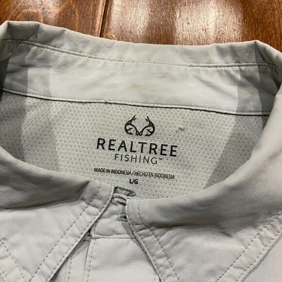 Realtree Fishing Outdoors Vented Light Blue Button Down Shirt Men's Size Large - Picture 7 of 10